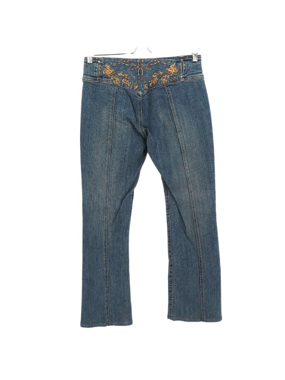 Jill Stuart Womens 6 Embroidered Front Seams Blue Denim Jeans Y2K Cotton Blend